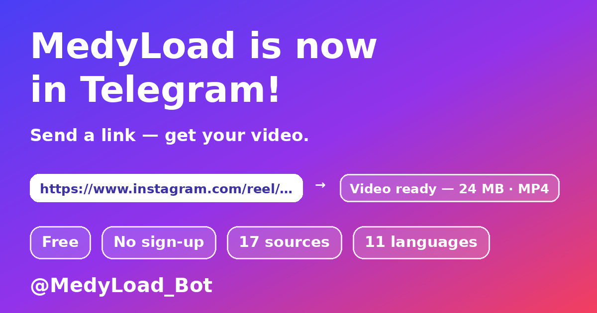 MedyLoad — скачивание видео через Telegram-бота